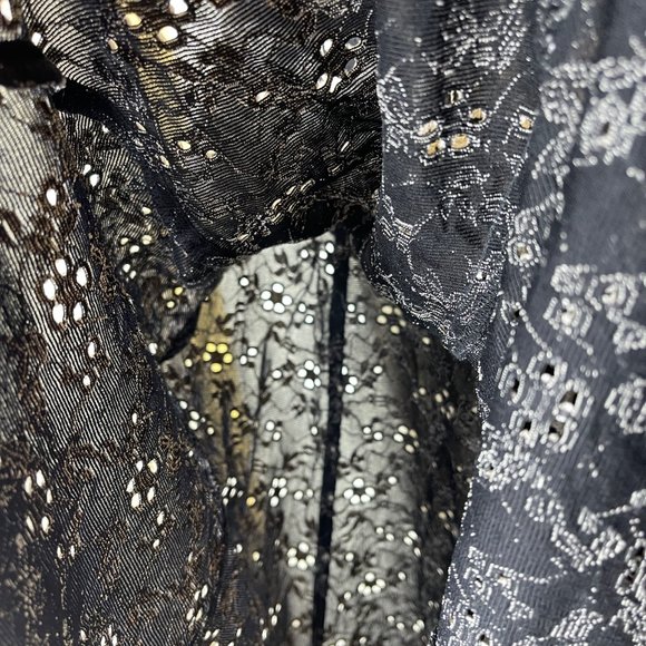 CAbi Skirt Black White Elastic Lace Floral Embroidered Size S Small Stretch - Picture 11 of 12